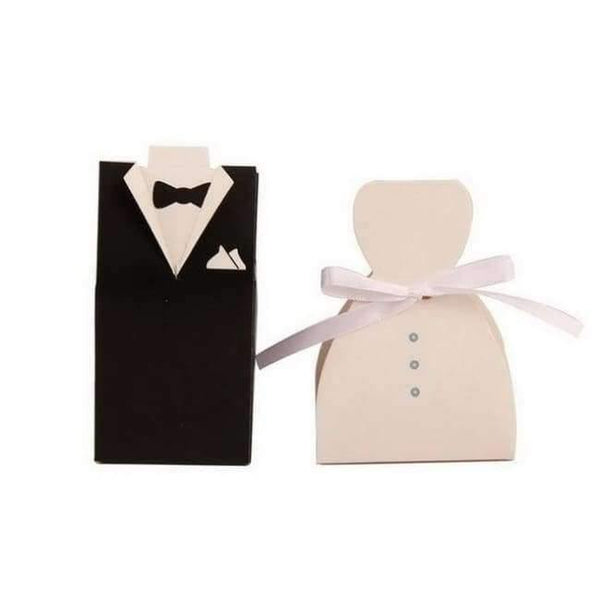 Planet Gates Festive & Party Supplies Blue New  Bridal Gift Cases Groom Tuxedo Dress Gown Ribbon Wedding Favor Candy Box 100pcs