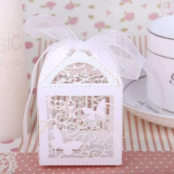 Planet Gates Festive & Party Supplies Butterfuly White 50 pcs Baby Shower Bridal Candy Boxes Wedding Decoration Laser Cut Mr Mrs Favors Birthday Party Supplies Accessories