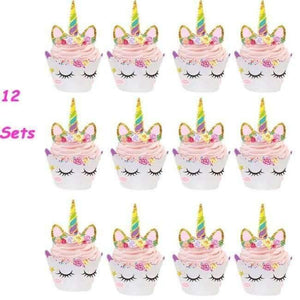 Planet Gates Festive & Party Supplies cake toppers 2 Pink Unicorn Birthday Party Disposable Tableware Kits Baby Shower First Birthday Supplies Unicornio Party Bunting Garland