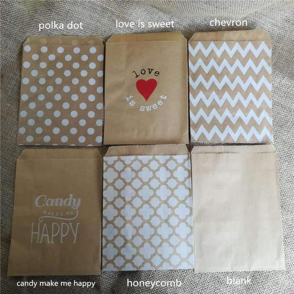 Planet Gates Festive & Party Supplies chervon Wedding Favor Bags, Love is sweet kraft Bags, Personalized Wedding Candy Bags, Fall Wedding Candy Buffet Bags, Bridal Shower