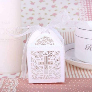 Planet Gates Festive & Party Supplies Cross White 50 pcs Baby Shower Bridal Candy Boxes Wedding Decoration Laser Cut Mr Mrs Favors Birthday Party Supplies Accessories