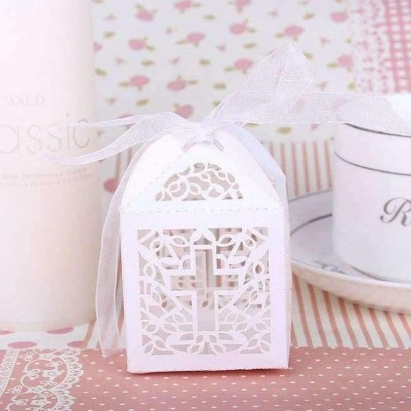 Planet Gates Festive & Party Supplies Cross White 50 pcs Baby Shower Bridal Candy Boxes Wedding Decoration Laser Cut Mr Mrs Favors Birthday Party Supplies Accessories