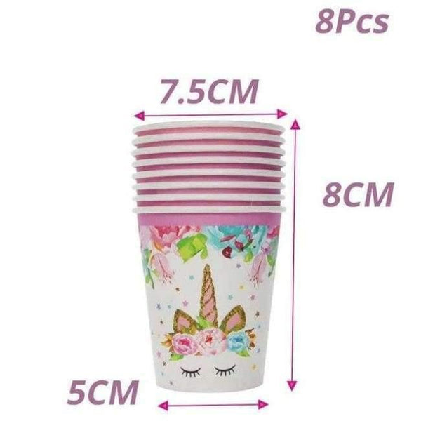 Planet Gates Festive & Party Supplies cup 1 Pink Unicorn Birthday Party Disposable Tableware Kits Baby Shower First Birthday Supplies Unicornio Party Bunting Garland
