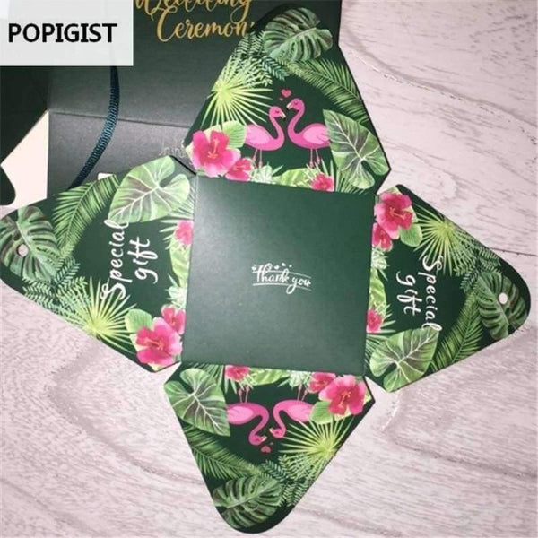 Planet Gates Festive & Party Supplies Floral Green Flamingo Triangular Pyramid Wedding Favors Candy Boxes Bridal Shower Party Gift Box Bomboniera Giveaways Box