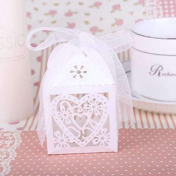 Planet Gates Festive & Party Supplies Heart White 50 pcs Baby Shower Bridal Candy Boxes Wedding Decoration Laser Cut Mr Mrs Favors Birthday Party Supplies Accessories