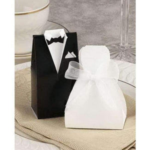 Planet Gates Festive & Party Supplies Orange New  Bridal Gift Cases Groom Tuxedo Dress Gown Ribbon Wedding Favor Candy Box 100pcs