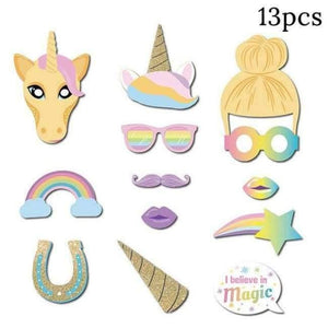 Pink Unicorn Birthday Party Disposable Tableware Kits Baby Shower First Birthday Supplies Unicornio Party Bunting Garland - Photo Props -