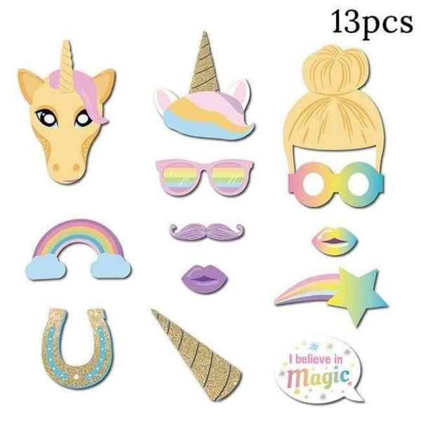 Pink Unicorn Birthday Party Disposable Tableware Kits Baby Shower First Birthday Supplies Unicornio Party Bunting Garland - Photo Props -