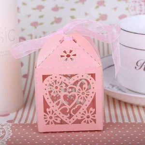 Planet Gates Festive & Party Supplies Pink Heart 50 pcs Baby Shower Bridal Candy Boxes Wedding Decoration Laser Cut Mr Mrs Favors Birthday Party Supplies Accessories
