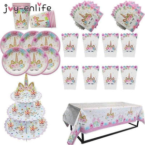 Planet Gates Festive & Party Supplies Pink Unicorn Party Napkin Paper Hat Plate Cup Tablecloth Balloons 1st Birthday Decoration Kid Party Favor Supplies
