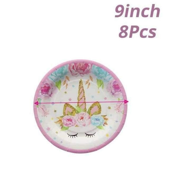 Planet Gates Festive & Party Supplies plate 1 Pink Unicorn Birthday Party Disposable Tableware Kits Baby Shower First Birthday Supplies Unicornio Party Bunting Garland