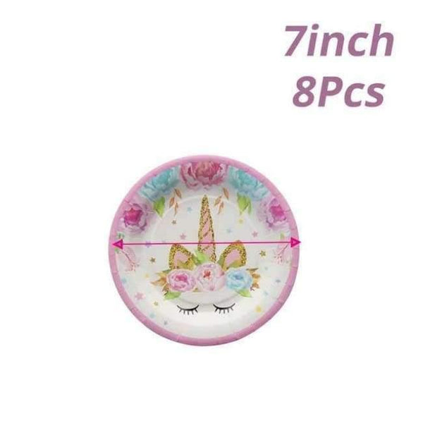 Planet Gates Festive & Party Supplies plate 2 Pink Unicorn Birthday Party Disposable Tableware Kits Baby Shower First Birthday Supplies Unicornio Party Bunting Garland