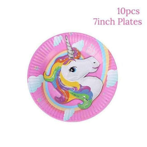 Planet Gates Festive & Party Supplies plate Pink Unicorn Birthday Party Disposable Tableware Kits Baby Shower First Birthday Supplies Unicornio Party Bunting Garland