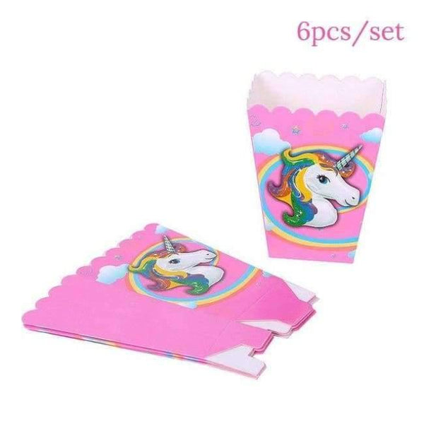 Planet Gates Festive & Party Supplies popcorn box Pink Unicorn Birthday Party Disposable Tableware Kits Baby Shower First Birthday Supplies Unicornio Party Bunting Garland