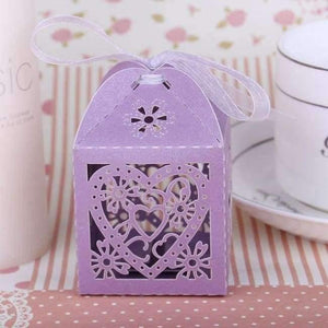 Planet Gates Festive & Party Supplies Purple Heart 50 pcs Baby Shower Bridal Candy Boxes Wedding Decoration Laser Cut Mr Mrs Favors Birthday Party Supplies Accessories