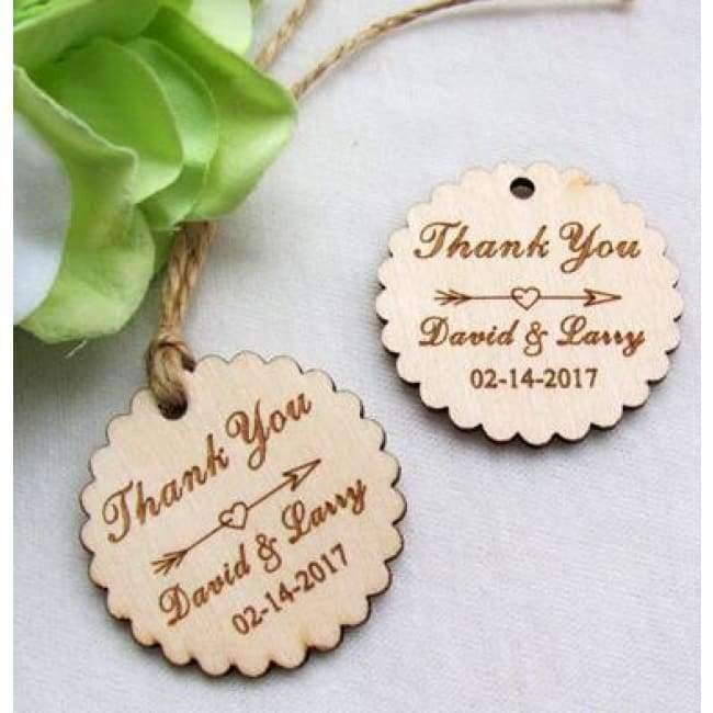 Planet Gates Festive & Party Supplies 100pc Personalized Engraved "Thank You" Wedding Tags Round Circle Wooden Hang Tags Rustic  Wedding Bridal Shower Favors Tag 39mm