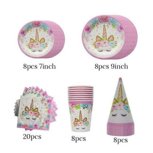 Planet Gates Festive & Party Supplies Tableware Kit 1 Pink Unicorn Party Napkin Paper Hat Plate Cup Tablecloth Balloons 1st Birthday Decoration Kid Party Favor Supplies