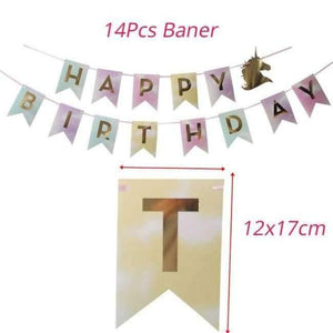 Planet Gates Festive & Party Supplies Unicorn Banner 30cm Paper Flowers with Disposable Tableware For Birthday Party Decorations Kids Unicorn Party Baby Shower Supplies