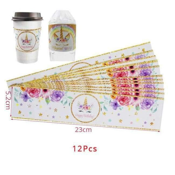 Planet Gates Festive & Party Supplies water bottle sticker Unicorn Party Tableware Set Unicorn Balloons Napkin Cup Plate Hat Kids Happy Birthday Decoration Baby Shower Supplies