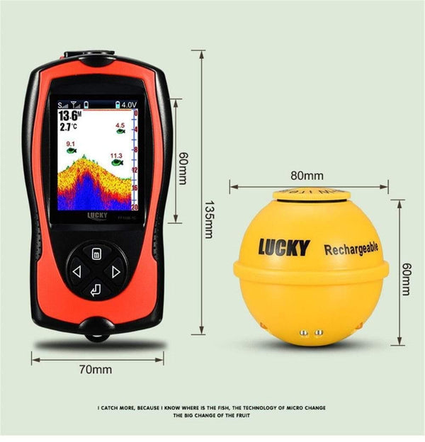 Planet Gates FF1108-1CWLA Wireless Sonar Fish Finder Transducer ICE/Ocean/Boat Fish Finder Alarm Fish Finder Sonar Sensor Fish