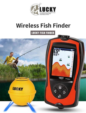 Planet Gates FF1108-1CWLA Wireless Sonar Fish Finder Transducer ICE/Ocean/Boat Fish Finder Alarm Fish Finder Sonar Sensor Fish
