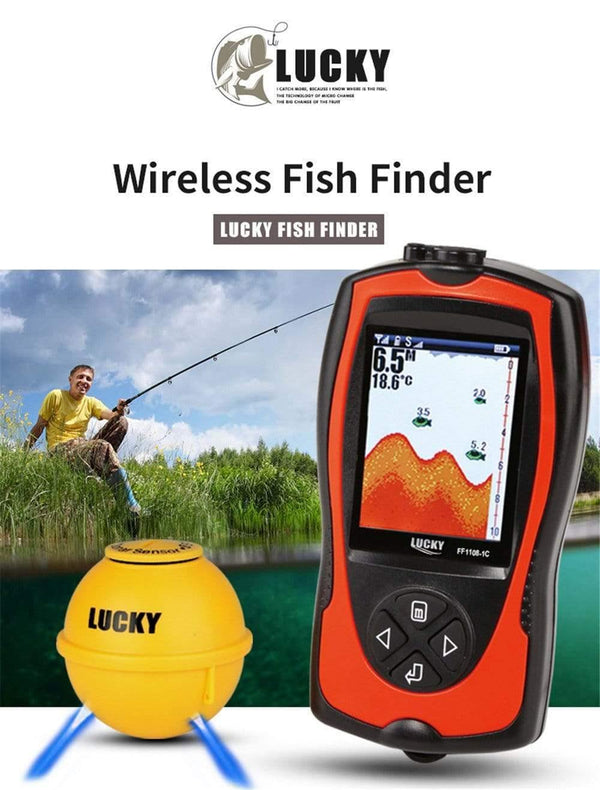 Planet Gates FF1108-1CWLA Wireless Sonar Fish Finder Transducer ICE/Ocean/Boat Fish Finder Alarm Fish Finder Sonar Sensor Fish