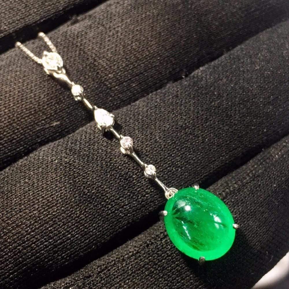 Planet Gates Fine Jewelry  Real Pt850 Gold Natural 4.46ct Emerald Gemstones Female Pendants for Women Fine Necklace