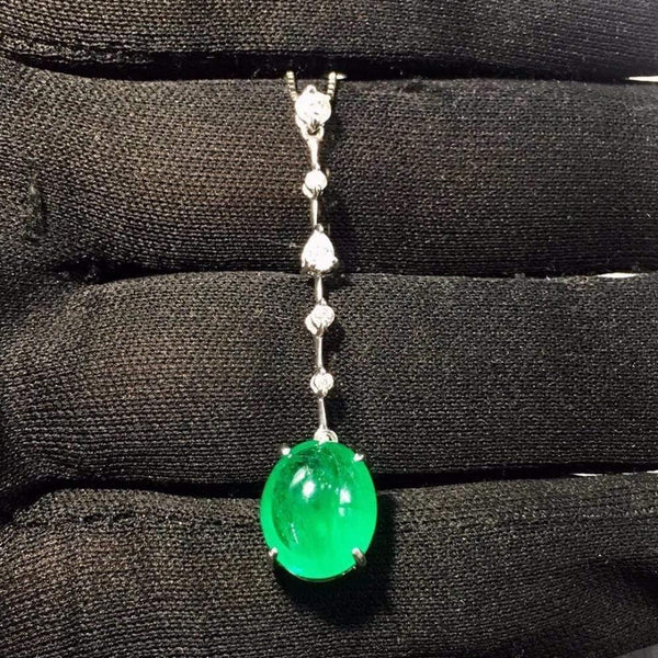 Planet Gates Fine Jewelry  Real Pt850 Gold Natural 4.46ct Emerald Gemstones Female Pendants for Women Fine Necklace