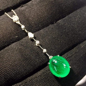 Planet Gates Fine Jewelry  Real Pt850 Gold Natural 4.46ct Emerald Gemstones Female Pendants for Women Fine Necklace