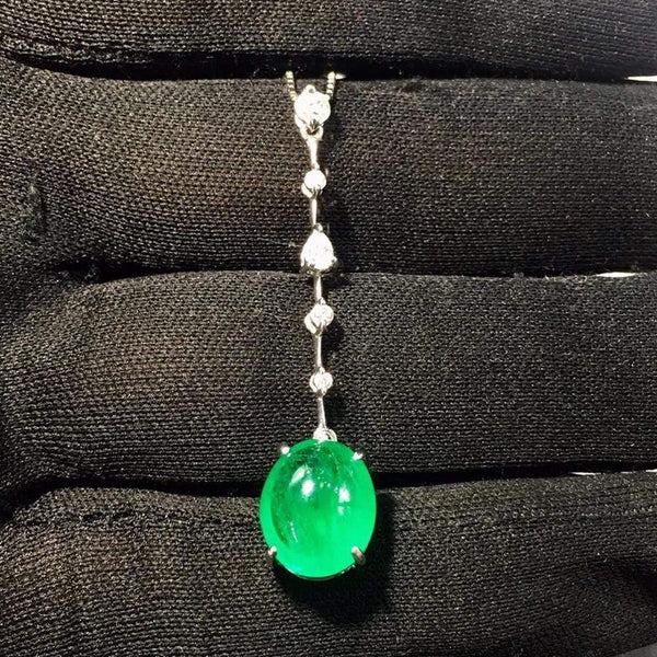 Planet Gates Fine Jewelry  Real Pt850 Gold Natural 4.46ct Emerald Gemstones Female Pendants for Women Fine Necklace