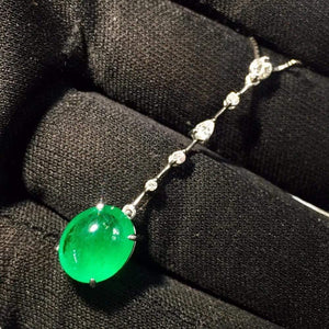Planet Gates Fine Jewelry  Real Pt850 Gold Natural 4.46ct Emerald Gemstones Female Pendants for Women Fine Necklace