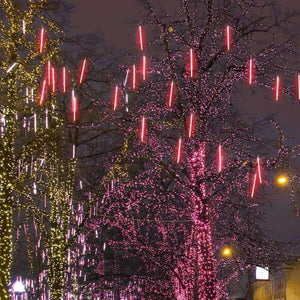 Planet Gates Finether 13.1 ft 8 Tube 144 LED String Light Indoor Outdoor Meteor Shower Rain Snowfall Plug-In String Lights for Holiday Party