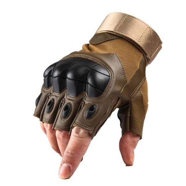 Planet Gates Fingerless Brown / XL Palm 25-28cm Tactical Gloves Military Men Hard Knuckle Army Paintball Airsoft Shoot Combat AntiSkid Motorcycle Gloves Fingerless Touch Screen