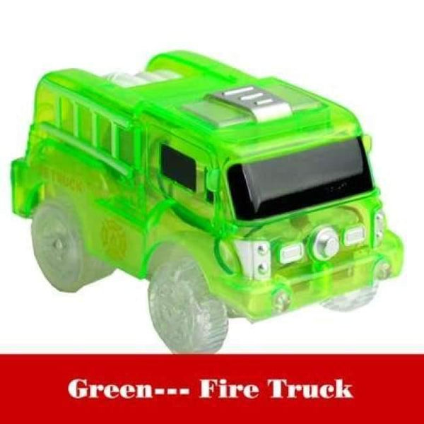 Planet Gates fire truck green Magical Glowing Race Track Diecasts & Toy Vehicles Accessories Bridge Racing Track Boys Girls Toy For Children Gifts