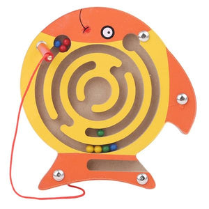 Planet Gates fish Children Magnetic Maze Toy Kids Wooden Puzzle Game Toy Kids Early Educational Brain Teaser Wooden Toy Intellectual Jigsaw Board