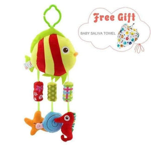 Planet Gates Fish Crib Hanging Toys For Babies Soft Animals Giraffe Rattle Bell Stroller Toys For Kids Teether Early Learning Education Color Toys