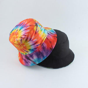 Planet Gates Fisherman Hat Reversible Harajuku Bucket Hats For Women Men Street Hip Hop Cap Rainbow Tie Dye Printed Fishing Hat