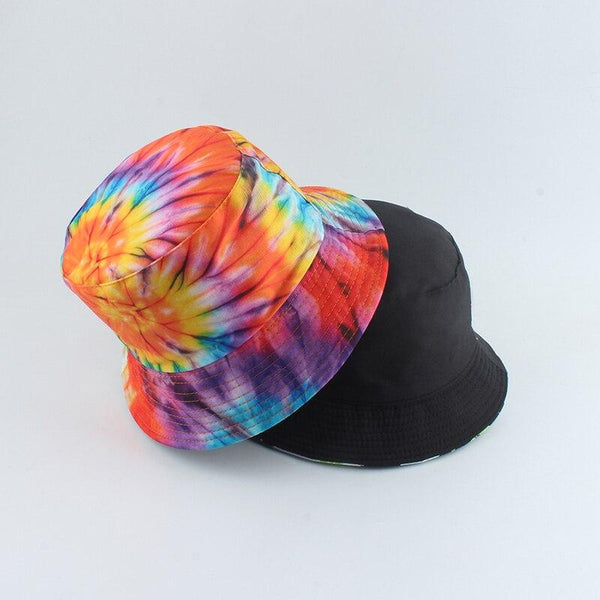 Planet Gates Fisherman Hat Reversible Harajuku Bucket Hats For Women Men Street Hip Hop Cap Rainbow Tie Dye Printed Fishing Hat