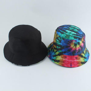 Planet Gates Fisherman Hat Reversible Harajuku Bucket Hats For Women Men Street Hip Hop Cap Rainbow Tie Dye Printed Fishing Hat