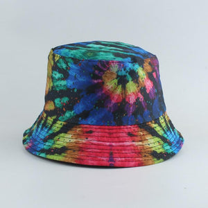Planet Gates Fisherman Hat Reversible Harajuku Bucket Hats For Women Men Street Hip Hop Cap Rainbow Tie Dye Printed Fishing Hat