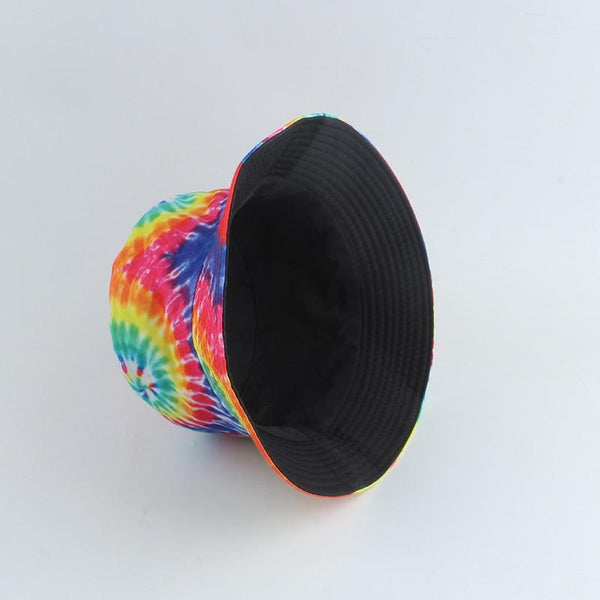 Planet Gates Fisherman Hat Reversible Harajuku Bucket Hats For Women Men Street Hip Hop Cap Rainbow Tie Dye Printed Fishing Hat