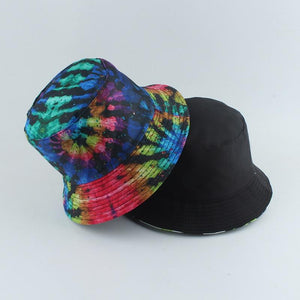 Planet Gates Fisherman Hat Reversible Harajuku Bucket Hats For Women Men Street Hip Hop Cap Rainbow Tie Dye Printed Fishing Hat