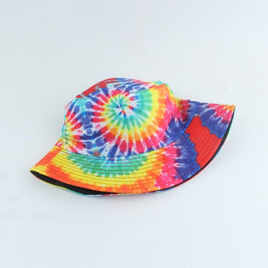 Planet Gates Fisherman Hat Reversible Harajuku Bucket Hats For Women Men Street Hip Hop Cap Rainbow Tie Dye Printed Fishing Hat