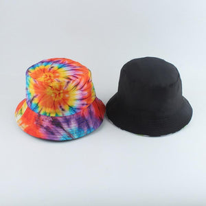 Planet Gates Fisherman Hat Reversible Harajuku Bucket Hats For Women Men Street Hip Hop Cap Rainbow Tie Dye Printed Fishing Hat