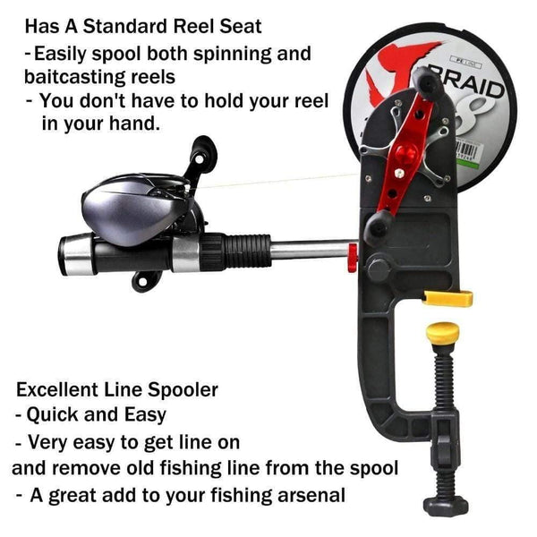 Planet Gates Fishing Line Winder Spooler System Machine Baitcasting Reel Spooler Portable Aluminum Fishing Line Winder Reel Spool Station
