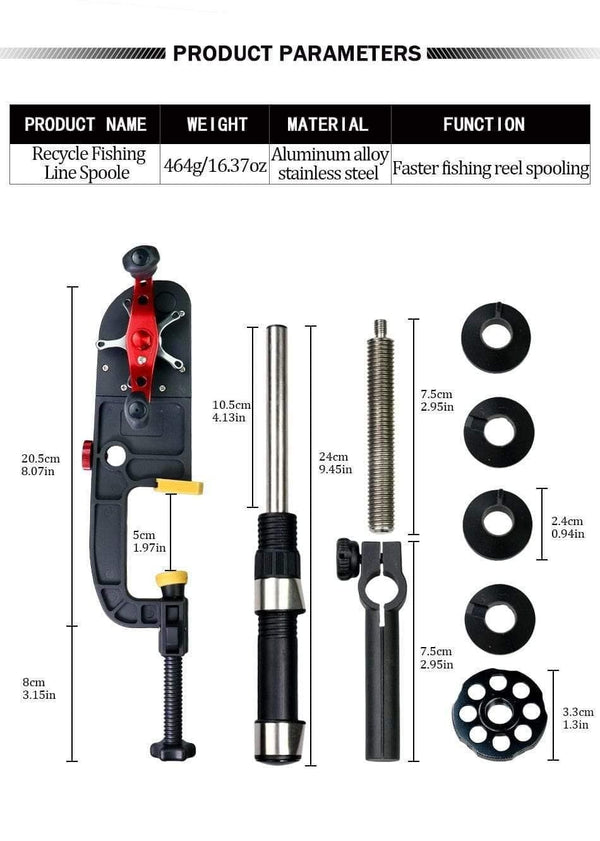 Planet Gates Fishing Line Winder Spooler System Machine Baitcasting Reel Spooler Portable Aluminum Fishing Line Winder Reel Spool Station