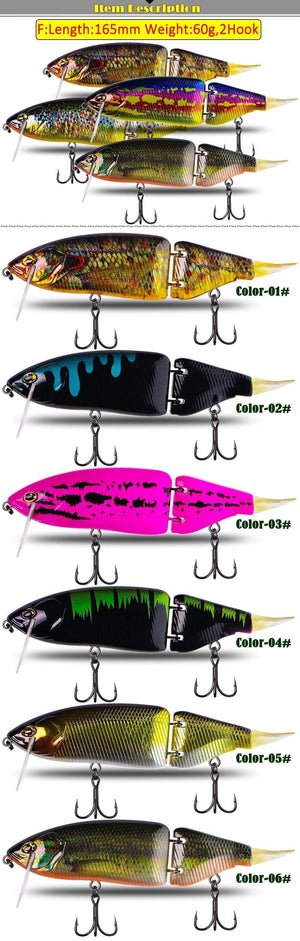 Planet Gates Fishing Lure 1pcs 165mm 60g 17 Colors Jointed Bass Swim Hard Bait Pike Luminous