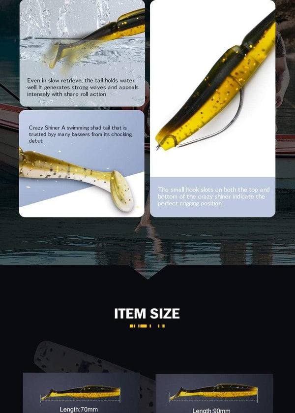 Planet Gates Fishing Lure Soft Swimbait Crazy Shiner 70mm 90mm 110mm 130mm Soft Lure Shad pike Zander Perch Troute Pesca Acesorios