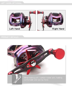 Planet Gates Fishing Reel Bait casting Reel Magnetic Brake Bearing 11+1 Carbon Handle Metal Knob Rainbow Color Body Max Drag 11KG