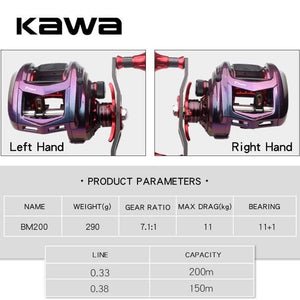 Planet Gates Fishing Reel Bait casting Reel Magnetic Brake Bearing 11+1 Carbon Handle Metal Knob Rainbow Color Body Max Drag 11KG